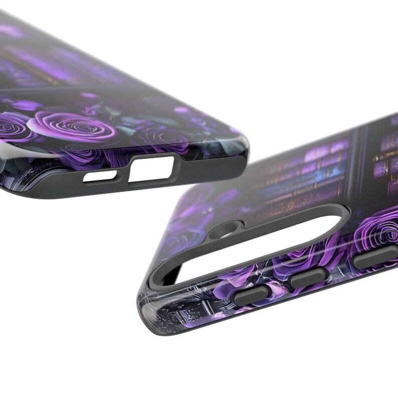Bookish Phone Case, Purple Floral Vintage Library Design, Dark Academia Gothic iPhone Galaxy, Pixel Bild 9