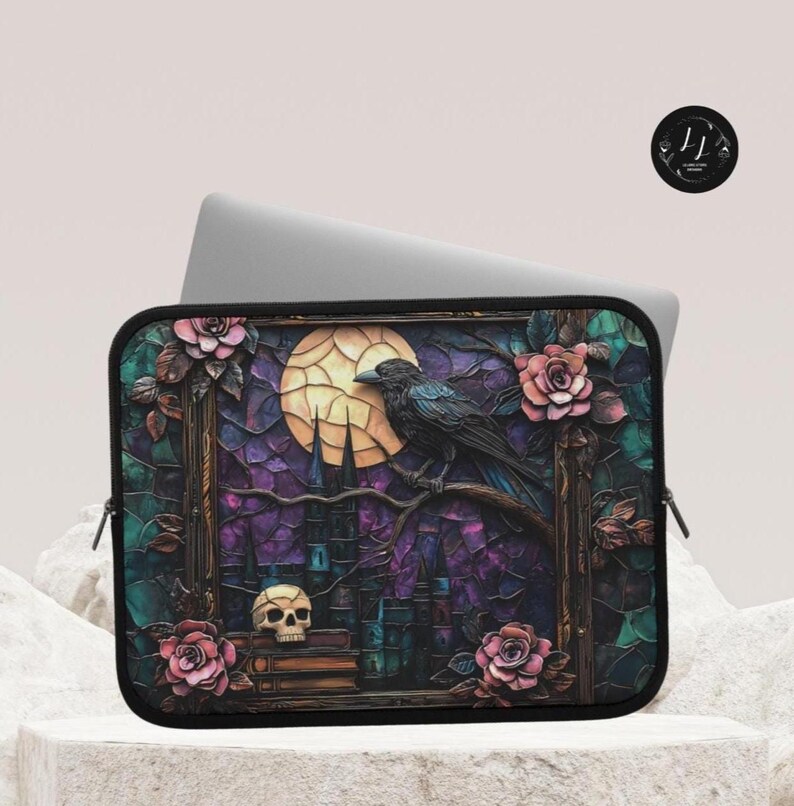 Rave Bookish Laptop Sleeve,Dark Academia Aesthetic iPad  Kindle Case, Gothic Book Lover Gift, Back to School Laptop Pouch