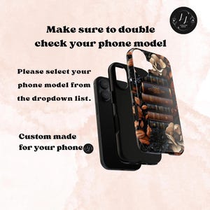 Brown Floral Bookshelf Phone Case, 3D looks Bookish Flower Aesthetic, Unique iPhone 16 15 14 13 12, Galaxy, Pixel Case, Cute Book Lover Gift