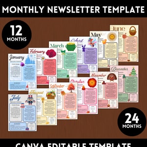 24 Pages HOA Monthly Newsletter Bundle Template, Community Newsletter, Kids School Newsletter, Canva Newsletter, Relief Society, Newsletter
