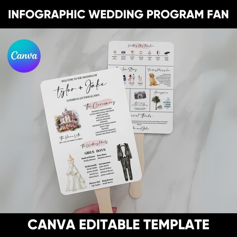 Wedding Program Fan - Etsy