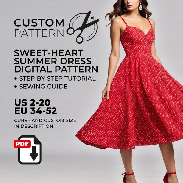 DIY Retro Dress Pattern, Step-by-Step Guide, Vintage Wedding Gown, Plus Sizes Available, Bridesmaids Fashion  | PDF Download