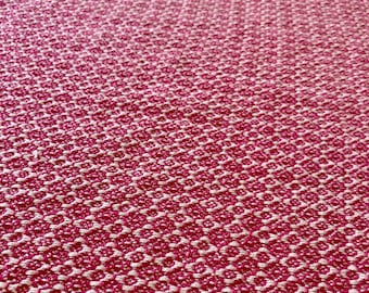 Handwoven Towel in Dark Pink and White Floral Diamond