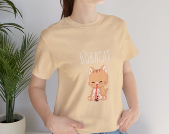 Tshirt Funny Cat Tshirt Boba Cat T-shirt Cat Funny Cat T shirt Gift Cat Lover Gift For Her Funny Gift For Kid T-shirt Cat Shirt Boba Tshirt