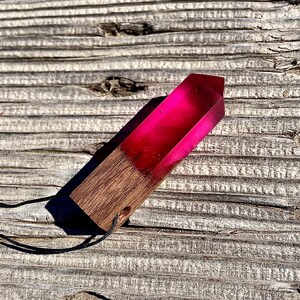 Rose Gem Wood Resin Pendant Necklace