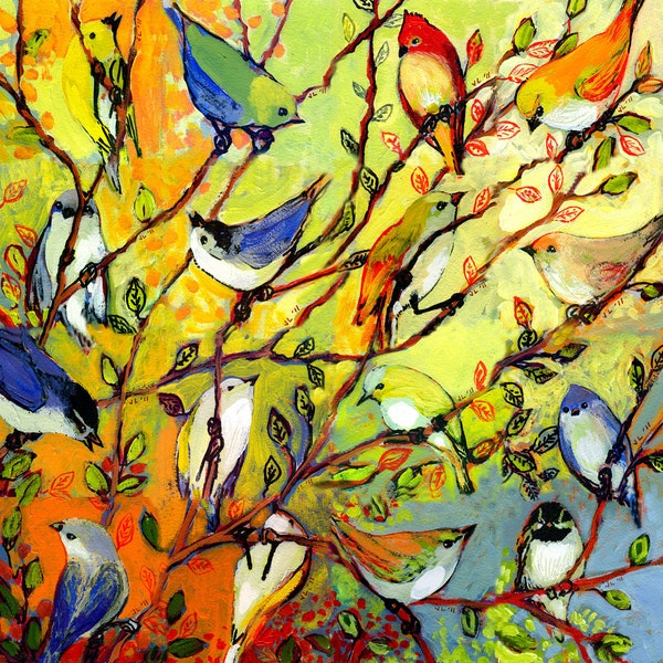 Modern Nature Art - "16 Birds" - Fine Art Print by Jenlo