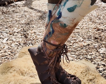 Handmade Wet Felted Wool Boots: Natural Warm Winter Footwear