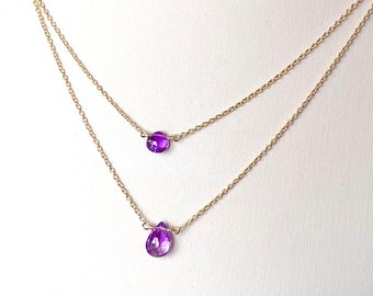 Gold amethyst necklace, February birthstone necklace, amethyst necklace, gemstone necklace, gold necklace, purple amethyst necklace, dainty