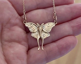 Luna moth necklace, moth necklace, gold moth necklace, layering necklace, gold necklace, growth, bestseller, gold filled necklace