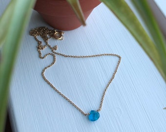 Apatit Edelstein Halskette, blaue Halskette, Apatit Halskette, Gold Apatit Halskette, Neon Blau, Dezember Geburtsstein, Silber Apatit Halskette
