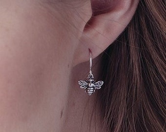 Bienenhalskette, Bienenohrringe, Honigbienenohrringe, silberne Bienenhalskette, Honigbienenhalskette, silberne Bienenohrringe, retten die Bienen