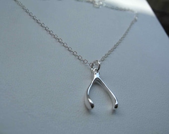 Wishbone sterling silver necklace for charity - sterling silver charm on sterling silver chain