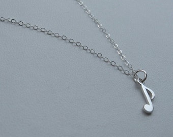 Music note sterling silver necklace, music note necklace, music necklace, song necklace