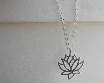 Lotus flower necklace, sterling silver necklace, sterling silver lotus flower necklace for charity