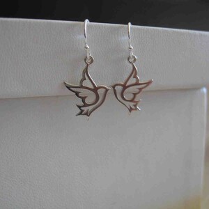 sterling silver peace dove earrings, dove earrings or necklace, sterling silver dove necklace, bird necklace image 3