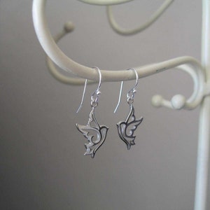 sterling silver peace dove earrings, dove earrings or necklace, sterling silver dove necklace, bird necklace image 5