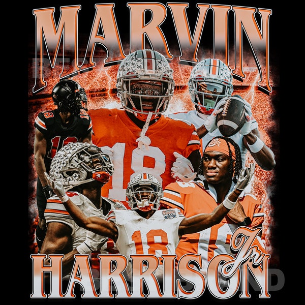 Marvin Harrison Jr. Shirt Design - Retro 90s Vintage PNG, Bootleg Tee PNG, Graphic Tees Design Png, Instant Download