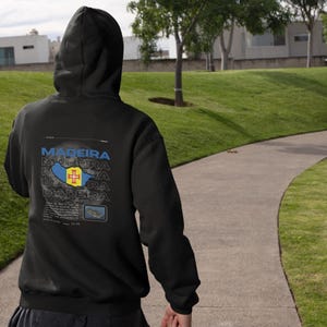 Madeira Portugal | Solo Trekker Hiking Trails & Levada Walks Custom Design Unisex Hoodie Madeira History Souvenir World Map Outdoor Wear