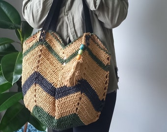 Crochet bag Raffia women's bag