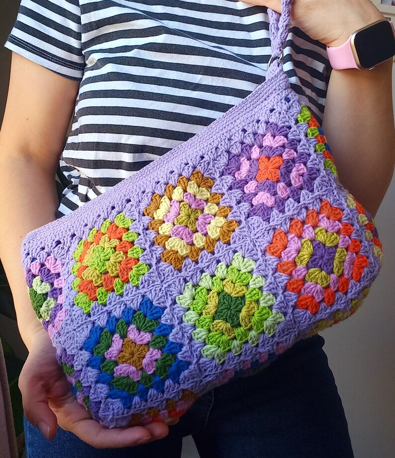 Crochet bag Granny square crochet tote bag clutch bag zdjęcie 5