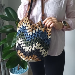 Crochet bag, Raffia bag, Shoulder bag, Handmade bag,Daıly bag, Granny square bag , Boho bag zdjęcie 1