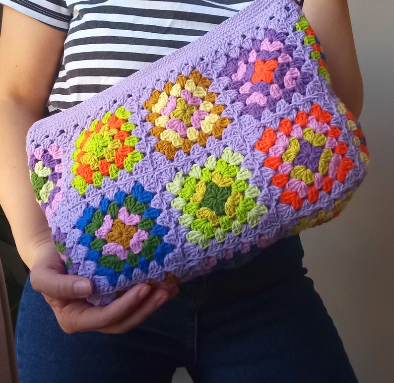 Crochet bag Granny square crochet tote bag clutch bag zdjęcie 4