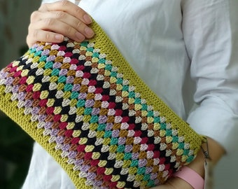 Crochet bag Colorful clutch bag