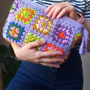 Crochet bag Granny square crochet tote bag clutch bag zdjęcie 3