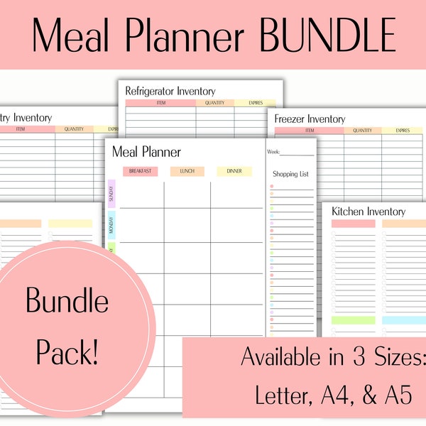 Weekly Meal Planner, Meal Planner Printable, Printable Weekly Meal Planner, Digital Meal Planner, Meal Planner PDF, Meal Planner Template