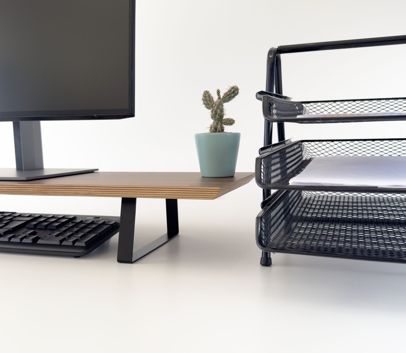 Oak Dual Monitor Stand Monitor Shelf Home Office Monitor Riser With ...