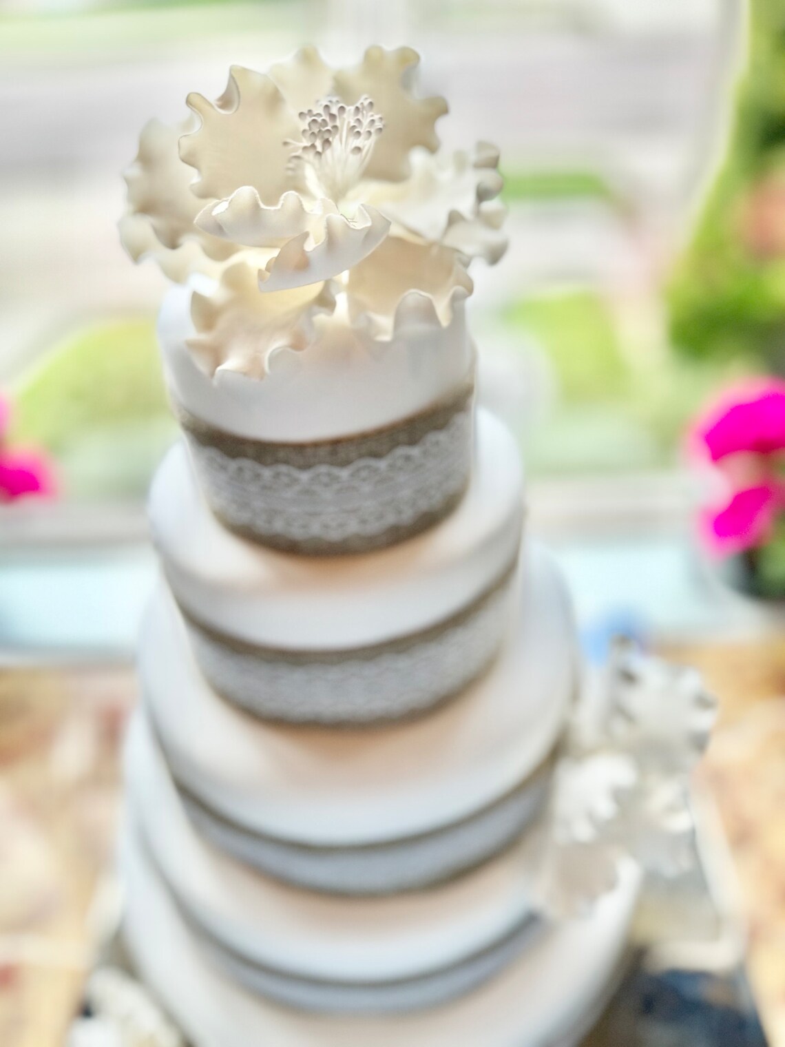 Five Tier Faux Wedding Cake Burlap and Lace - Etsy
