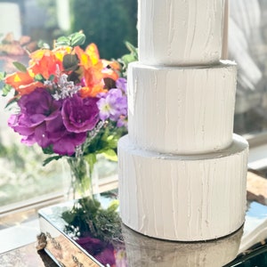 Three Tier Rustic White Faux Wedding Cake- 18 inches tall!