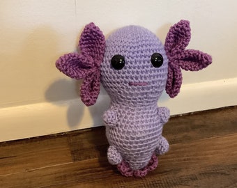 Axolotl, Crochet Stuff Plush Axolotl, Kawaii Axolotl, Amigurumi, Amphibian, Walking fish, Plush Toy, Stuffed Animal, Salamander, Purple