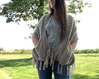 Pocket Shawl, Crochet Shawl, Ready to ship, Wrap, Tan, Fall Wear, Prayer Shawl, Reading, Chill Breaker