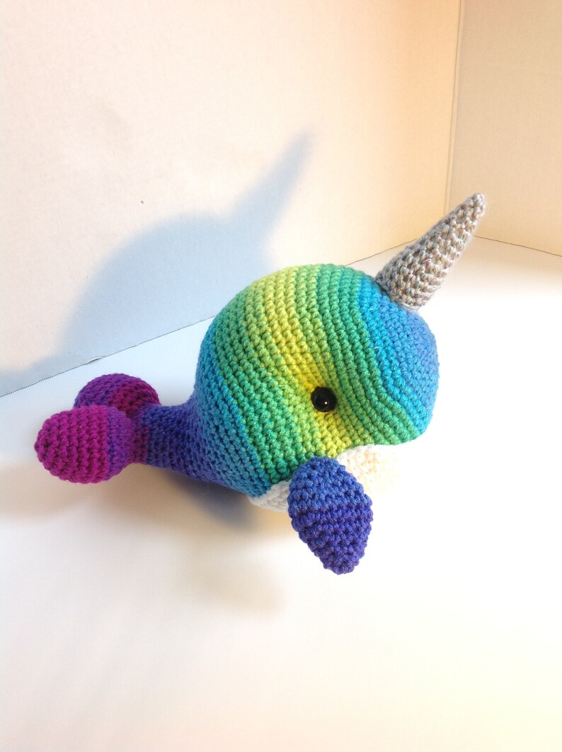 Kids gift Ready to ship Gifts under 20 Stuffed Narwhal Aquatic Animal Plush Crochet Narwhal Rainbow Toy Toy Easter Narwhal