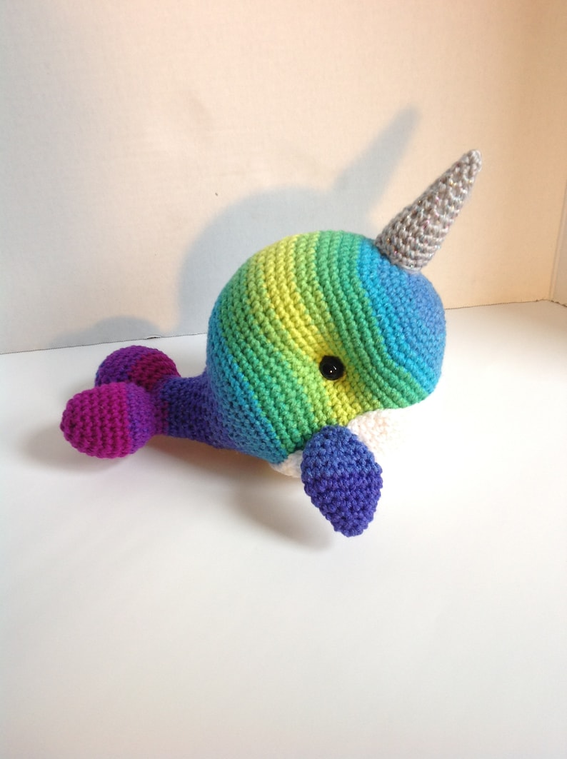Kids gift Ready to ship Gifts under 20 Stuffed Narwhal Aquatic Animal Plush Crochet Narwhal Rainbow Toy Toy Easter Narwhal