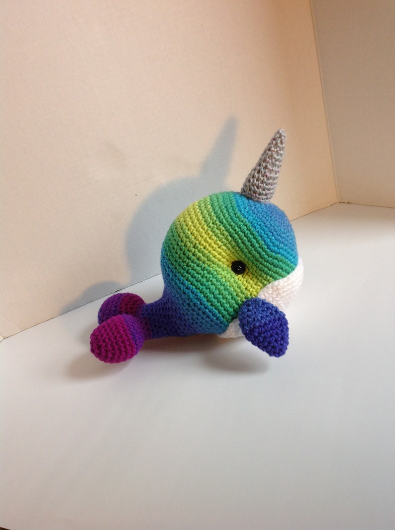 Kids gift Ready to ship Gifts under 20 Stuffed Narwhal Aquatic Animal Plush Crochet Narwhal Rainbow Toy Toy Easter Narwhal