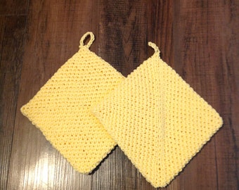 Crochet Hot Pads, Pot Holders, Crochet Pot Holders, Yellow, Trivet , Linens, Housewarming Gift, Kitchen Gift, Hand Crochet, PotHolder