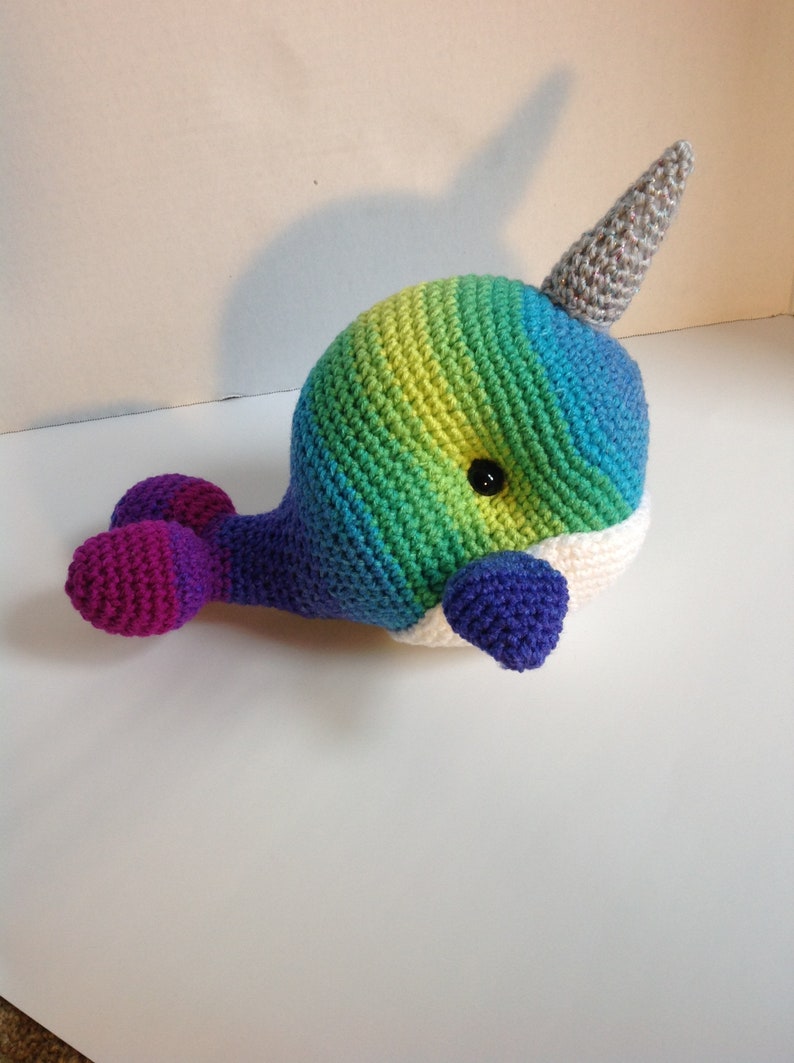 Kids gift Ready to ship Gifts under 20 Stuffed Narwhal Aquatic Animal Plush Crochet Narwhal Rainbow Toy Toy Easter Narwhal