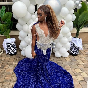 Long Fitted Prom Dresses, Homecoming Dress, Wedding Dress, Black Girl Dress, Reception Dress, Gift For Her, Mermaid Dress, Rhinestone Dress.