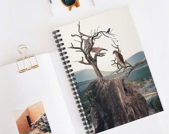 Spiral Notebook: Unveiling Nature's Artistry as Trees and Other Landscape Elements Merge Harmoniously to Form the Visage of a Stunning Woman