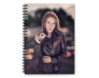 Spiral Notebook: lady with a camera