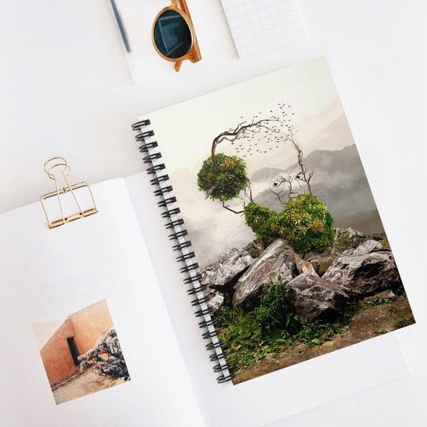 Spiral Notebook: Exploring Nature's Whimsy as Trees and other Landscape Features Come Together to Craft the Visage of a Grumpy Old Man