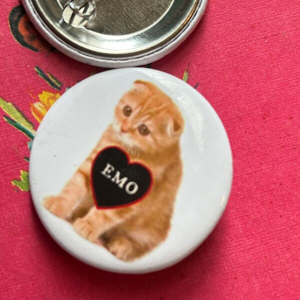 Emo Cat PINBACK BUTTON