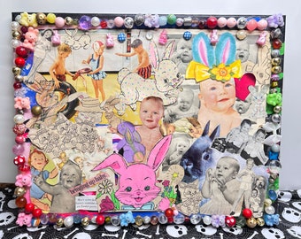 Babies and Bunnies {Original Collage}