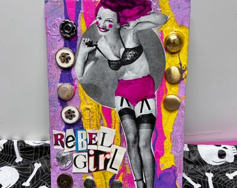 Rebel Girl pin up  {Original Collage}