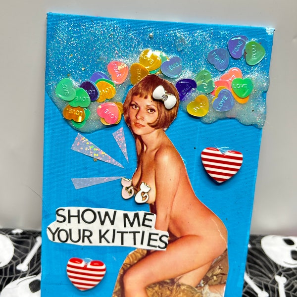 Show Me Your Kitties pin up {Original Collage}