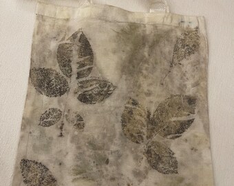 Canvas Tote Medium Eco Dyed Botanical Print Nature Leaves Tote Bag