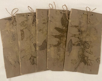 Eco Printed brown Paper Bags Gift Bags Set of 5