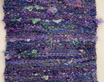 Hand Woven Mini Weaving Purple Aqua Locks Hand Spun Yarn